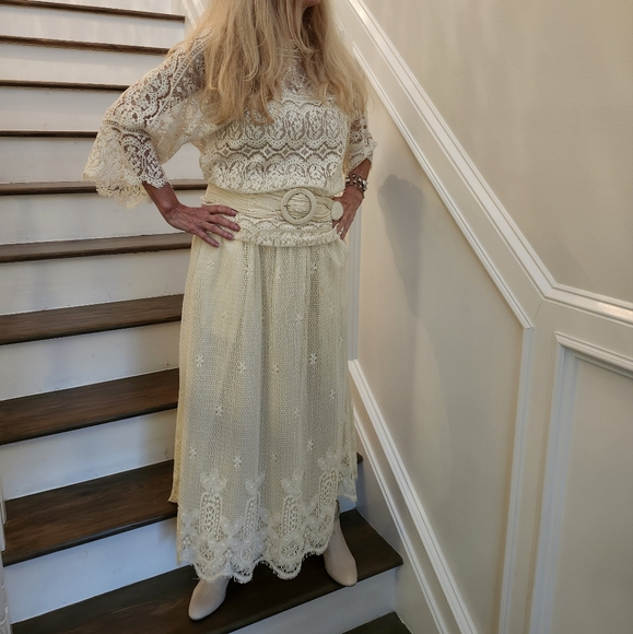 Evan-Picone Vintage CottageCore Battenburg Lace Skirt & Blouse, Small, $70 - Picture 7 of 9